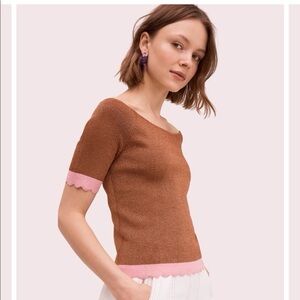 Kate spade brown/pink metallic stretch top